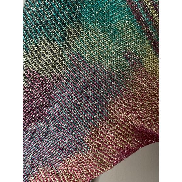 Vintage GUESS Jeans  Multicolor Short Sleeve Smocked Back Tie Knit Dress Small - Picture 8 of 10